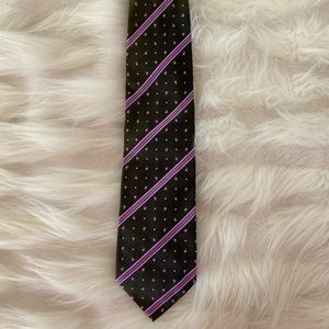 Etro black tie with purple paisley design